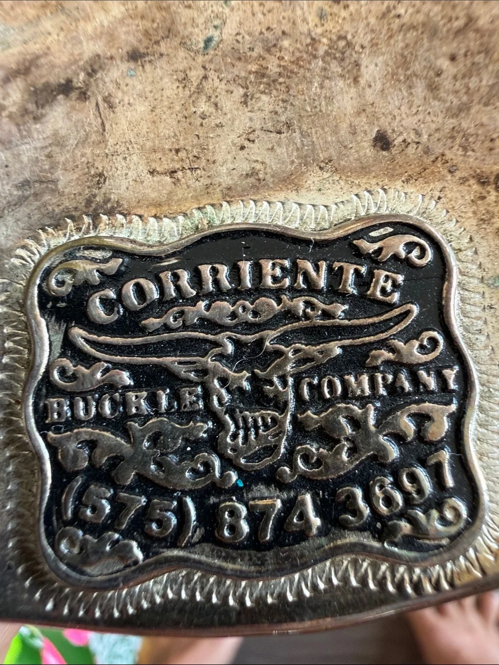 Corriente Rolling Thunder U.S. Boyd Western Rodeo Buckle Black Leather Belt
